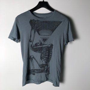 All Saints XS blue occult skeleton shirt